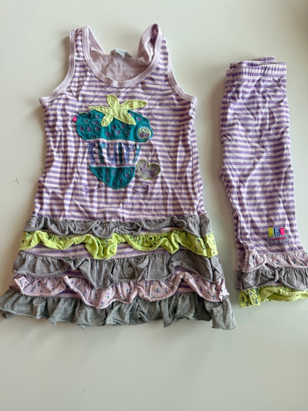 naartjie Kids Lilac & White Striped Tank with Colorful Applique